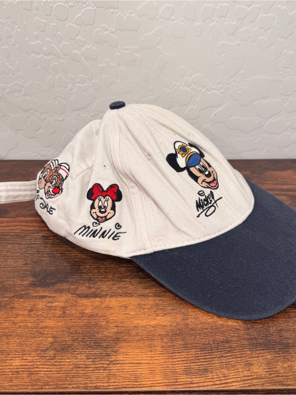 Vintage Disney Cruise Line Embroidered Character Baseball Cap White & Navy Kids